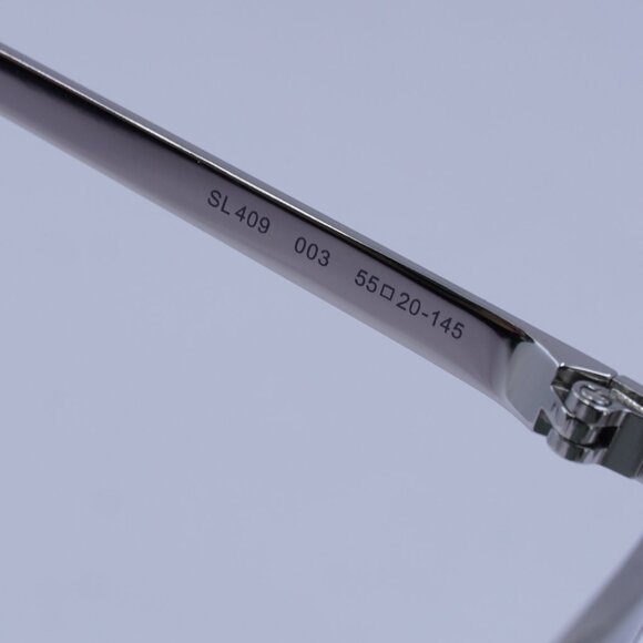 Saint Laurent SL409 003 Sunglasses Silver/Black Cat Eye Frame, Green Lenses - Picture 7 of 9